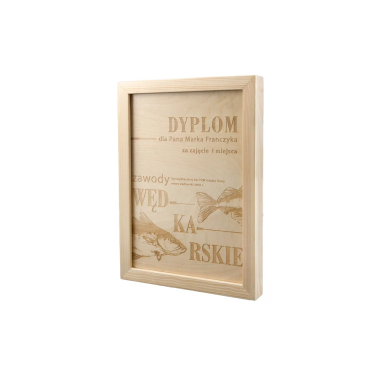 Natural Diploma in Wooden Frame - A4 - Laser Engraved - NAT001