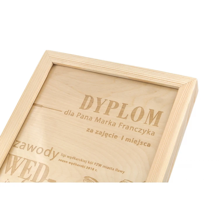 Natural Diploma in Wooden Frame - A4 - Laser Engraved - NAT001