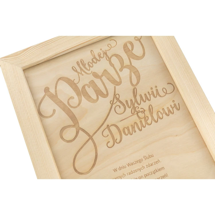 Wedding Certificate in Wooden Frame - A5 - Laser Engraved - NAT007