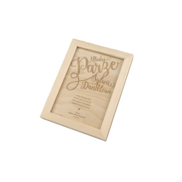 Wedding Certificate in Wooden Frame - A5 - Laser Engraved - NAT007