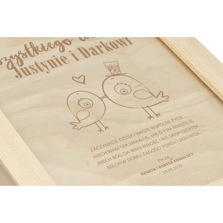Wedding Certificate in Wooden Frame - A5 - Laser Engraved - NAT002