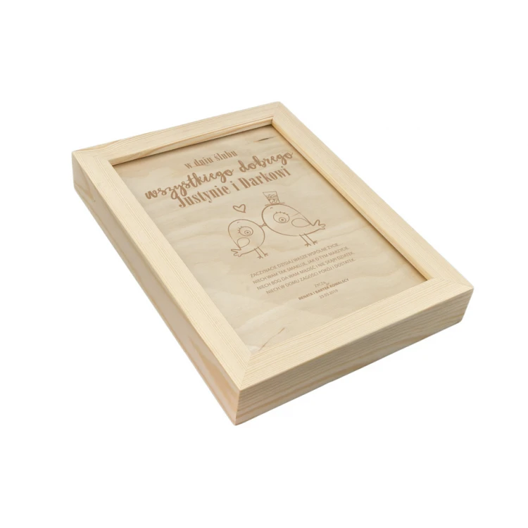Wedding Certificate in Wooden Frame - A5 - Laser Engraved - NAT002
