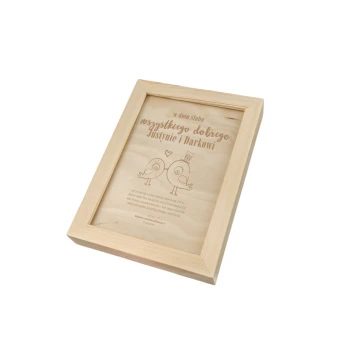 Wedding Certificate in Wooden Frame - A5 - Laser Engraved - NAT002