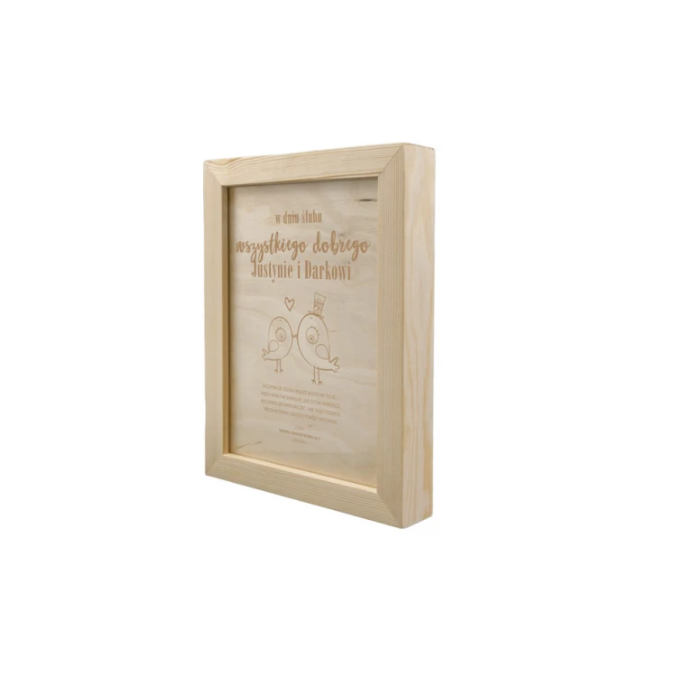 Wedding Certificate in Wooden Frame - A5 - Laser Engraved - NAT002