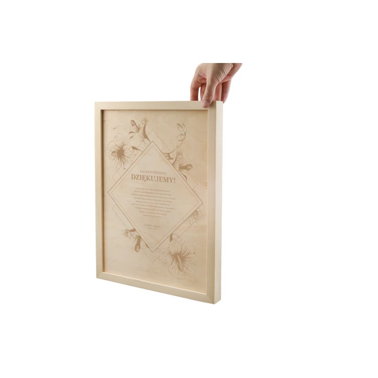 Wedding Certificate in Wooden Frame - A3 - Laser Engraved - NAT003