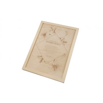 Wedding Certificate in Wooden Frame - A3 - Laser Engraved - NAT003