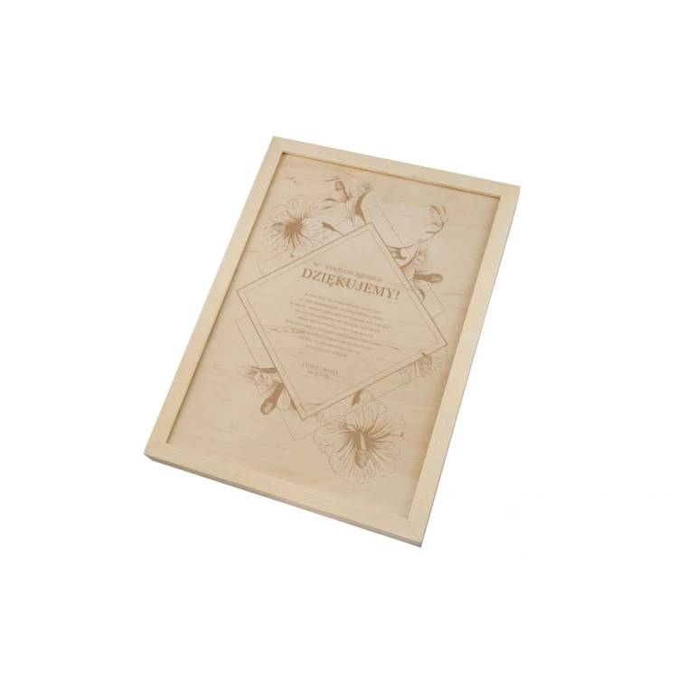 Wedding Certificate in Wooden Frame - A3 - Laser Engraved - NAT003