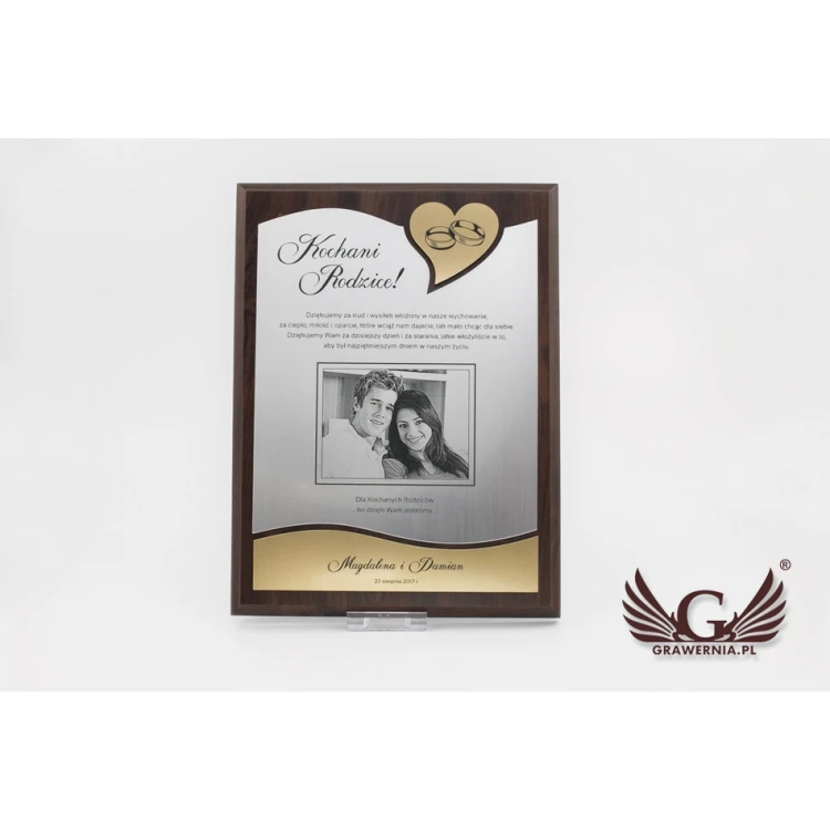 WEDDING CERTIFICATE - DS008 - Thank You for Parents with Photo - set of 2 pcs.
