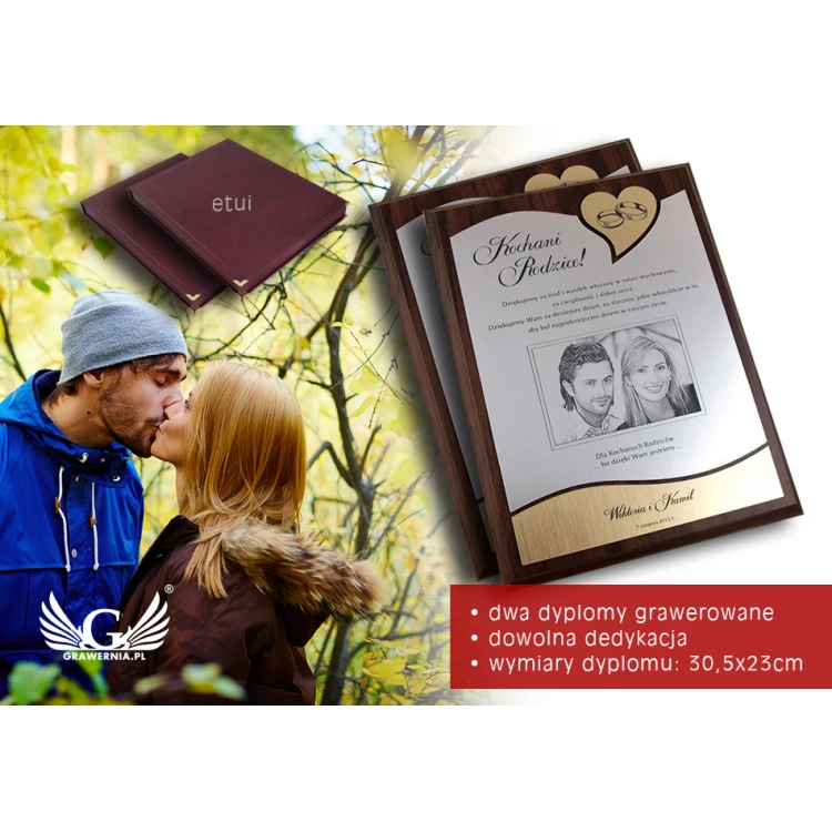 WEDDING CERTIFICATE - DS008 - Thank You for Parents with Photo - set of 2 pcs.