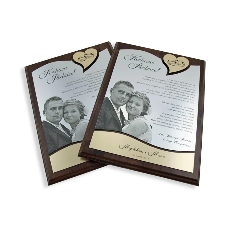WEDDING CERTIFICATE - DS011 - Thank You for Parents with Large Photo - Set of 2 pcs.