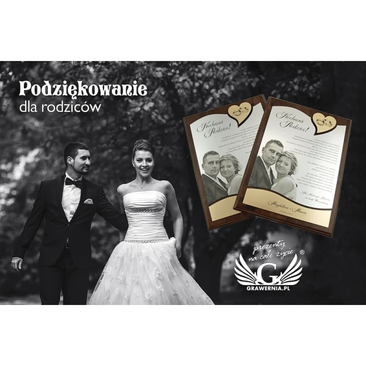 WEDDING CERTIFICATE - DS011 - Thank You for Parents with Large Photo - Set of 2 pcs.