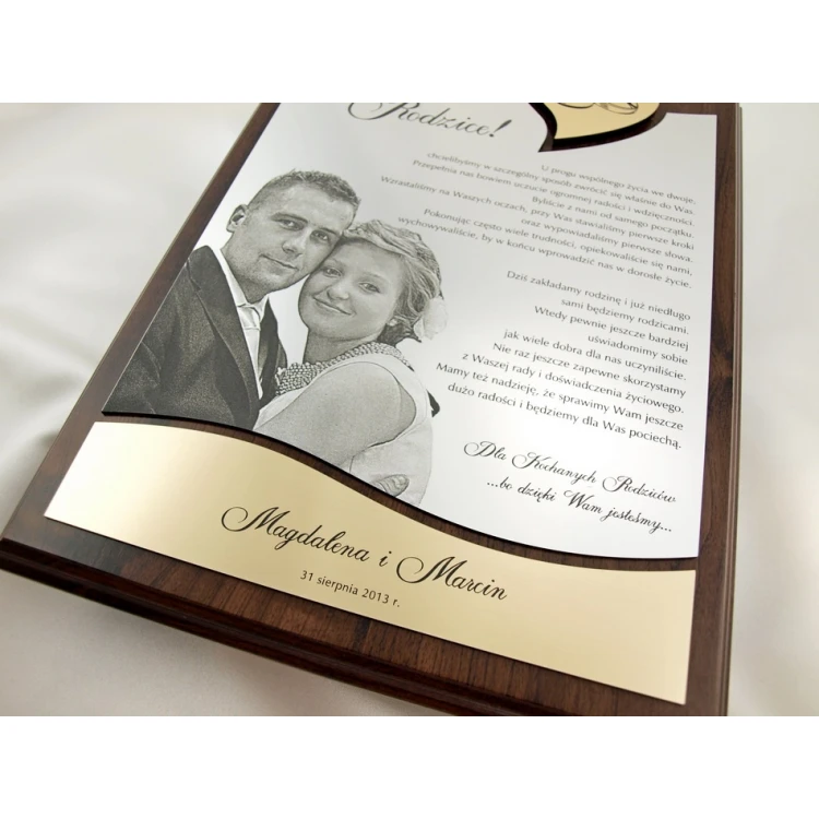 WEDDING CERTIFICATE - DS011 - Thank You for Parents with Large Photo - Set of 2 pcs.