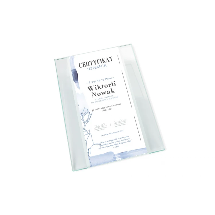 Glass Diploma - Recognition Certificate - UV Print - DUV072