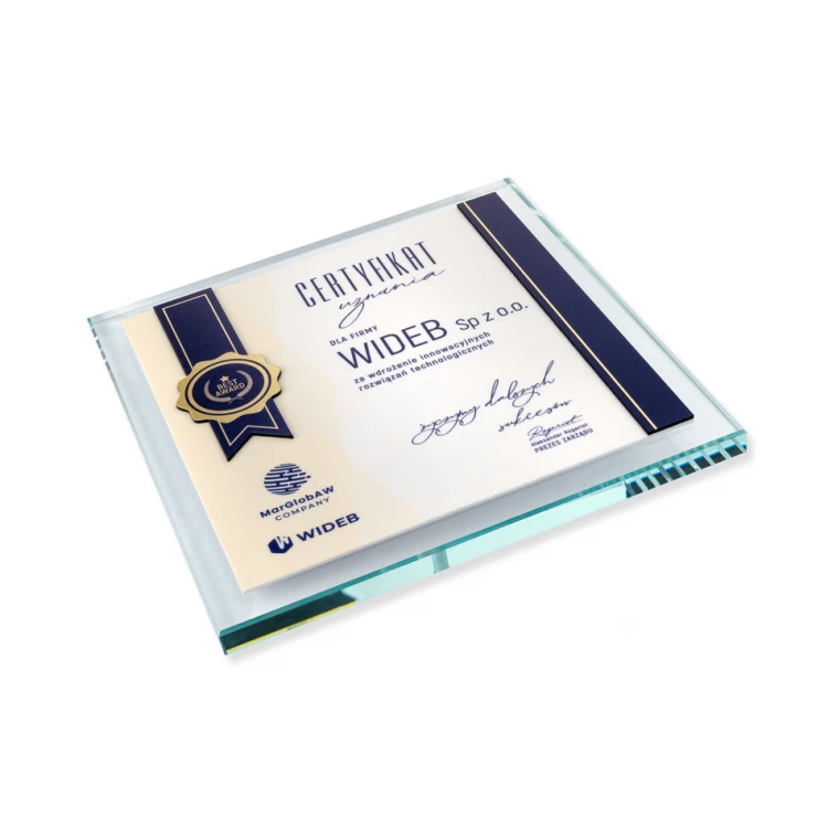 Glass Diploma - Recognition Certificate - Square - Colorful UV Print - DUV082
