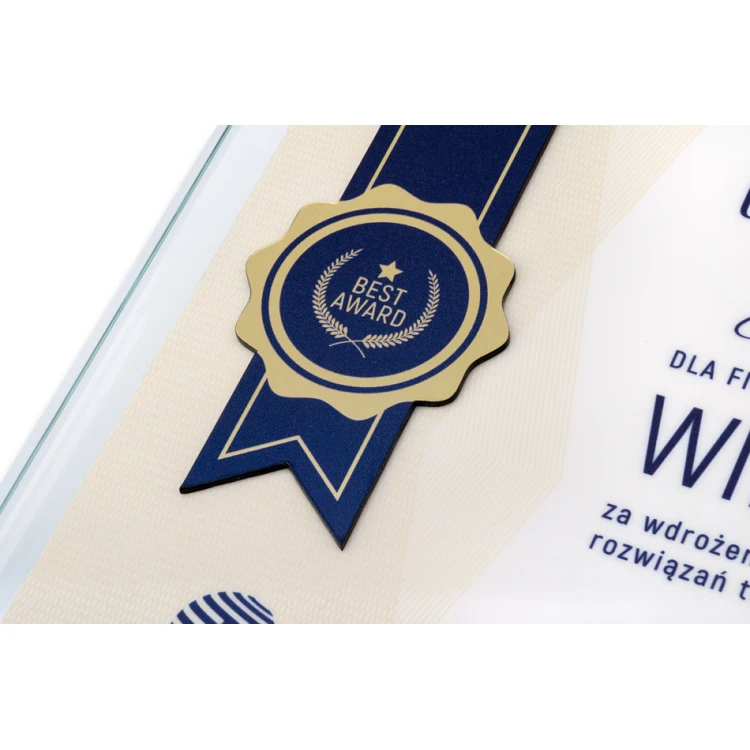 Glass Diploma - Recognition Certificate - Square - Colorful UV Print - DUV082