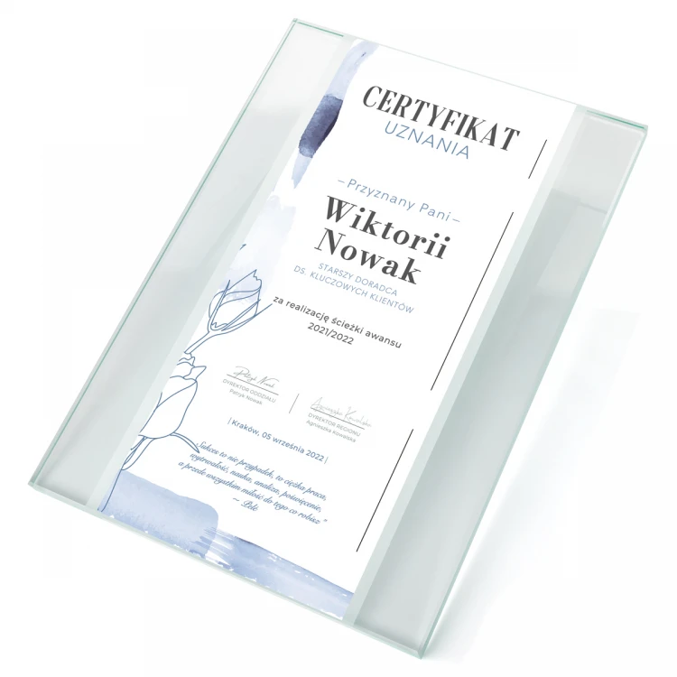Glass Diploma - Recognition Certificate - UV Print - DUV072