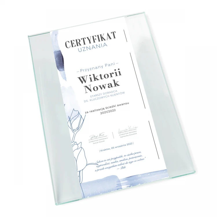 Glass Diploma - Recognition Certificate - UV Print - DUV097