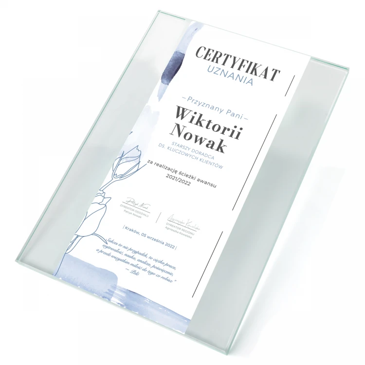 Glass Diploma - Recognition Certificate - UV Print - DUV097