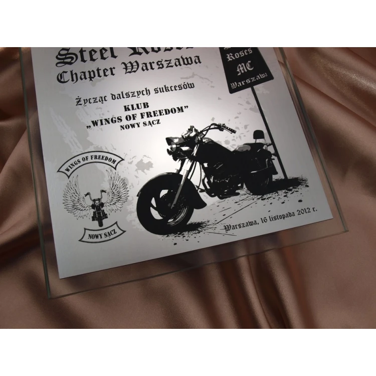 GLASS DIPLOMA - for motorcycle club - DSZ018 - vertical