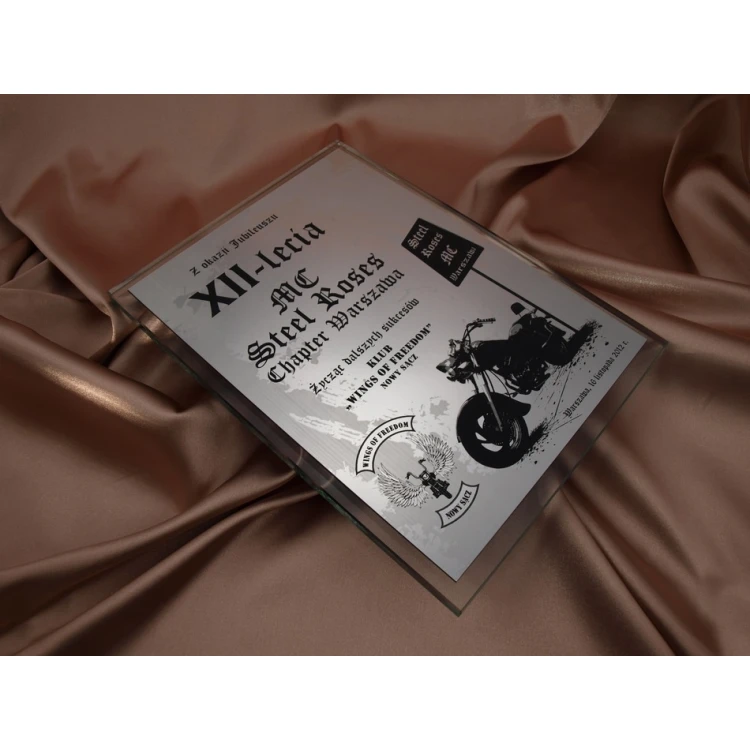 GLASS DIPLOMA - for motorcycle club - DSZ018 - vertical