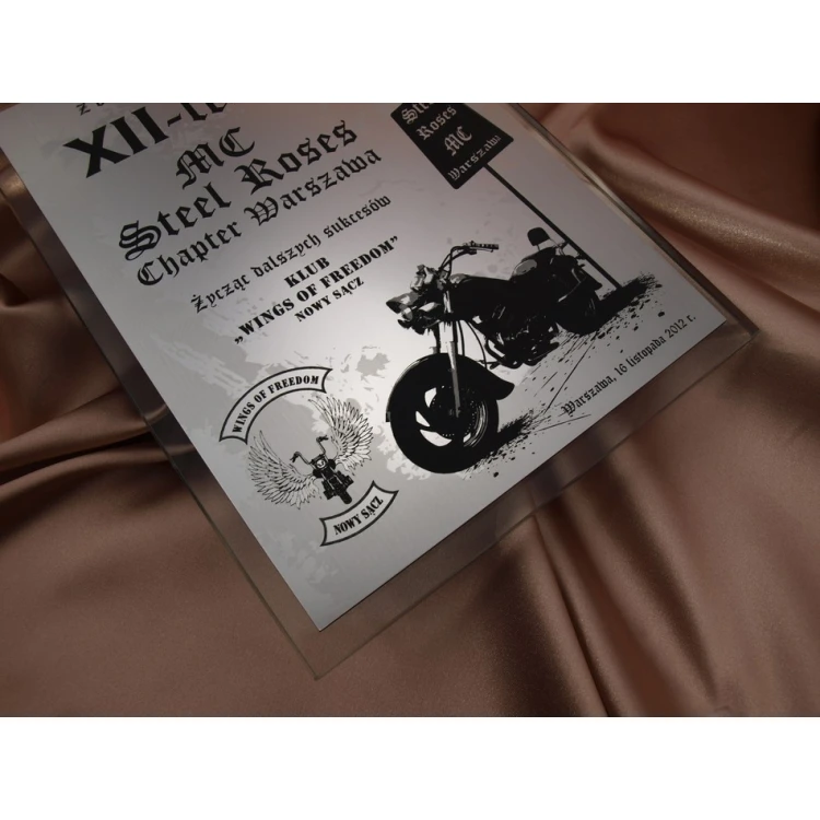 GLASS DIPLOMA - for motorcycle club - DSZ018 - vertical