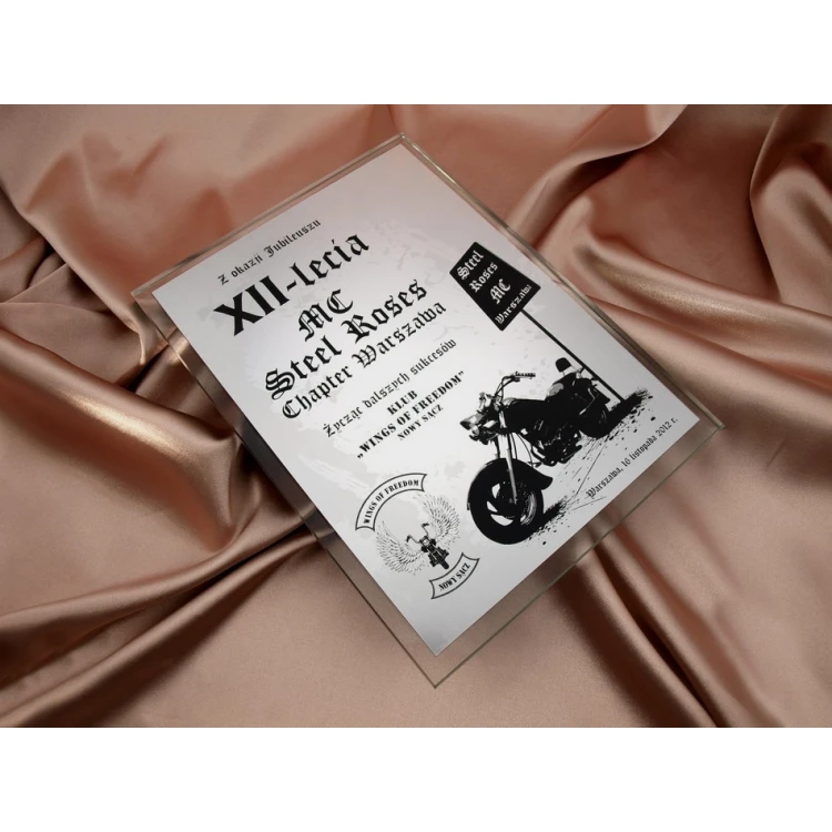 GLASS DIPLOMA - for motorcycle club - DSZ018 - vertical