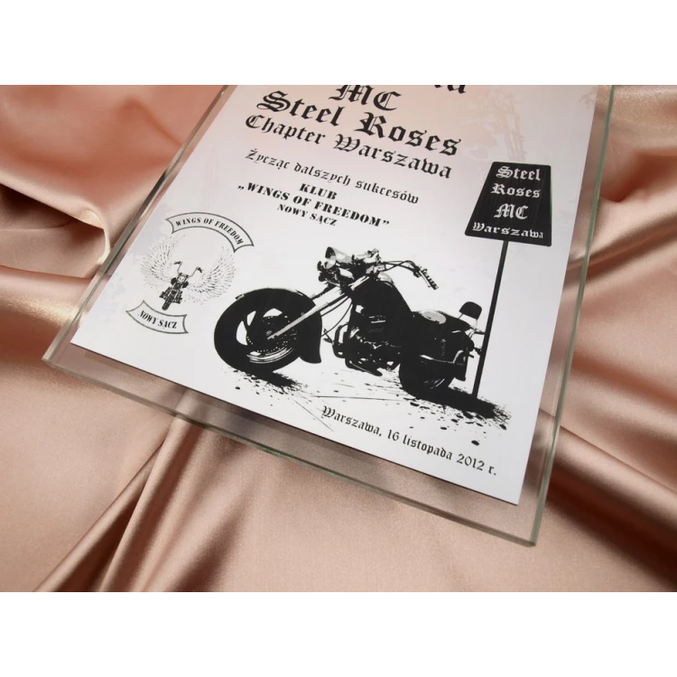 GLASS DIPLOMA - for motorcycle club - DSZ018 - vertical