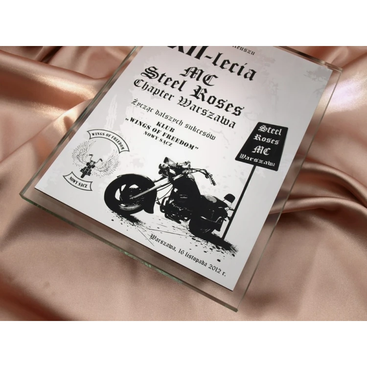 GLASS DIPLOMA - for motorcycle club - DSZ018 - vertical