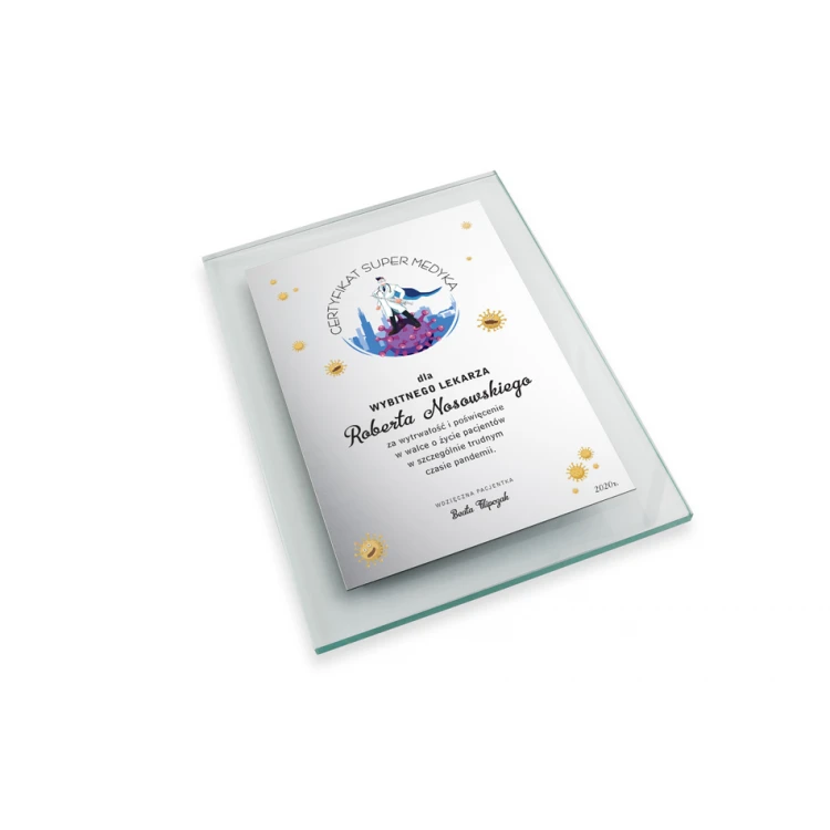 Glass Diploma for Doctor - Vertical - Colorful UV Print - DUV052
