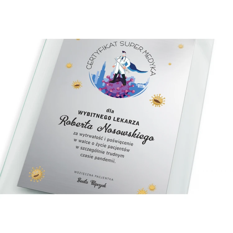 Glass Diploma for Doctor - Vertical - Colorful UV Print - DUV052