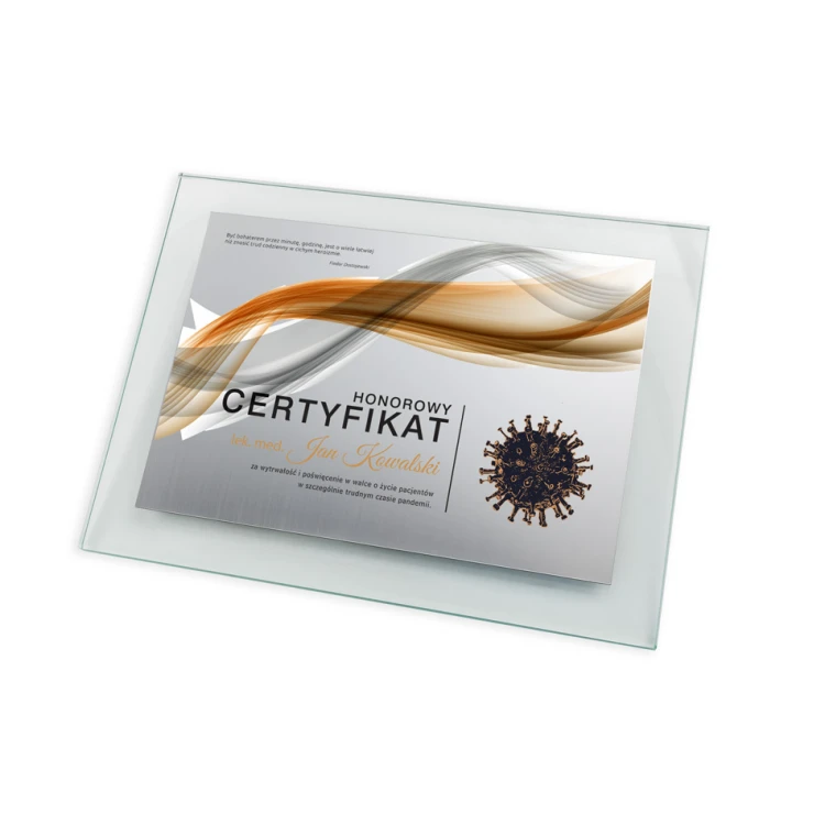 Glass Certificate for Doctor - Horizontal - Colorful UV Print - DUV047
