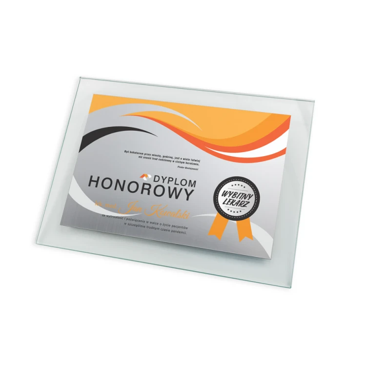 Glass Diploma for Doctor - Horizontal - Colorful UV Print - DUV048