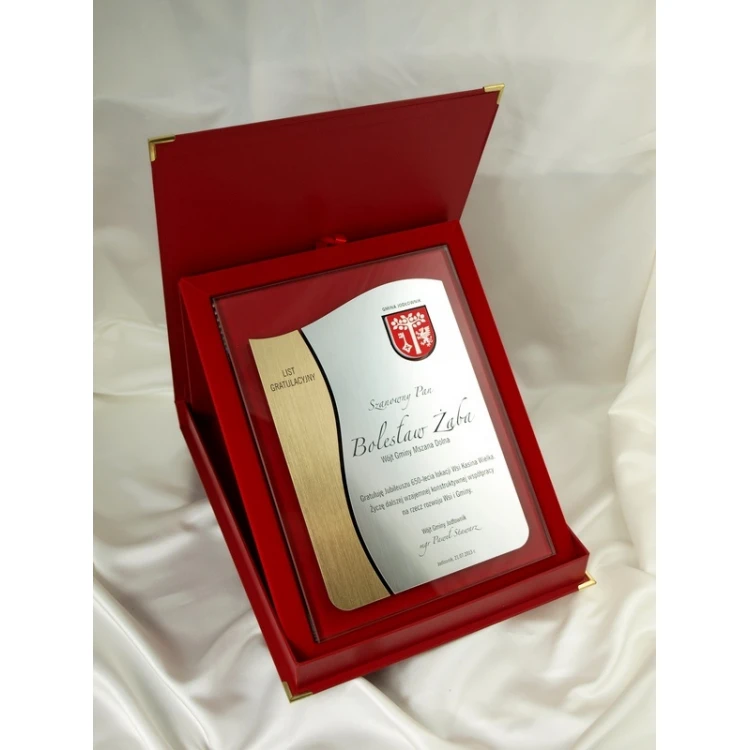 GLASS DIPLOMA with COAT OF ARMS or any logo - DSZ026 - vertical