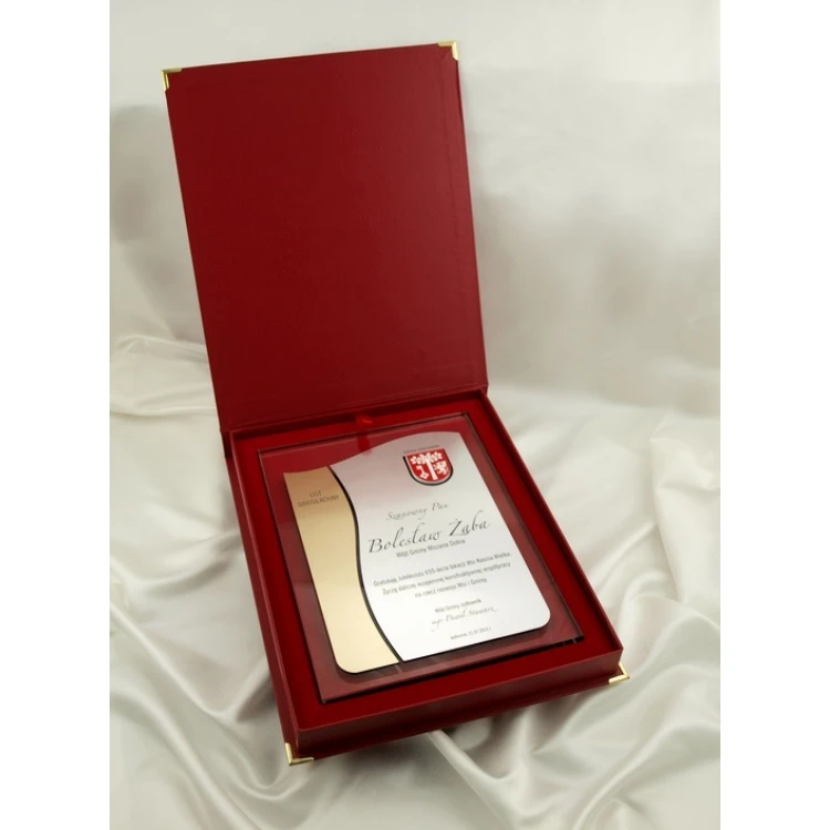 GLASS DIPLOMA with COAT OF ARMS or any logo - DSZ026 - vertical