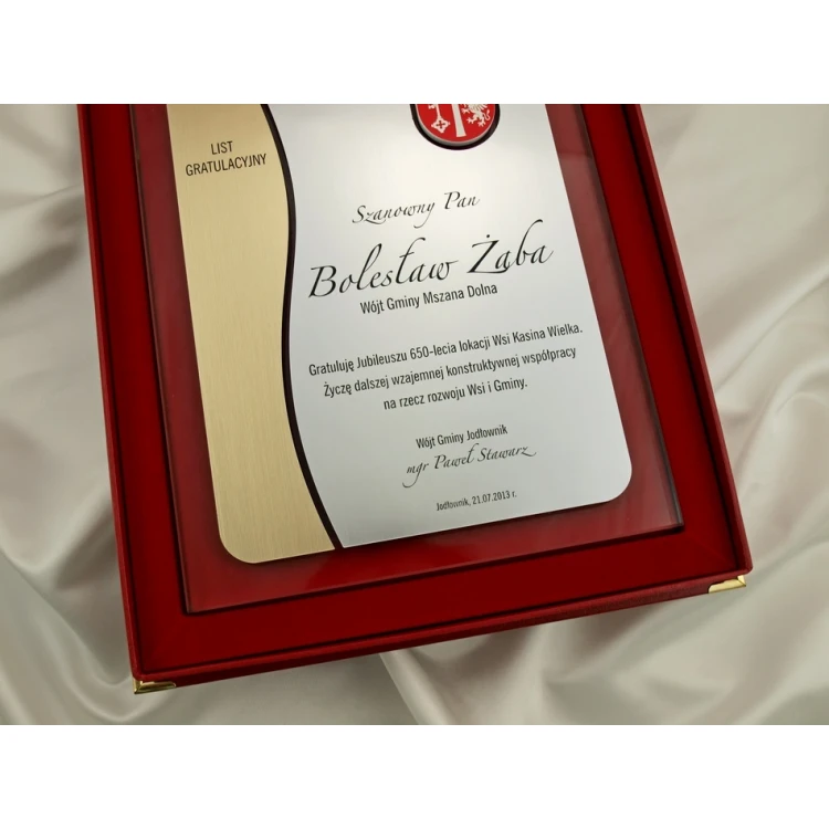 GLASS DIPLOMA with COAT OF ARMS or any logo - DSZ026 - vertical