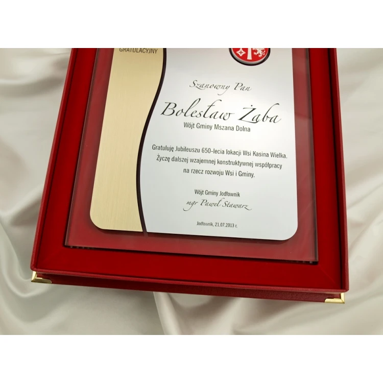 GLASS DIPLOMA with COAT OF ARMS or any logo - DSZ026 - vertical