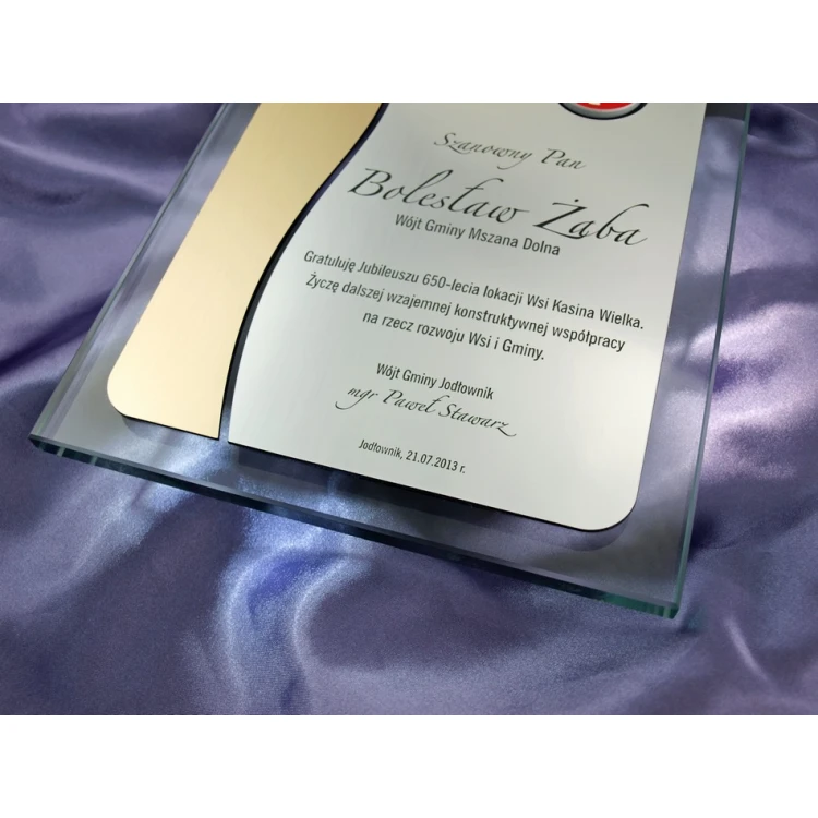 GLASS DIPLOMA with COAT OF ARMS or any logo - DSZ026 - vertical