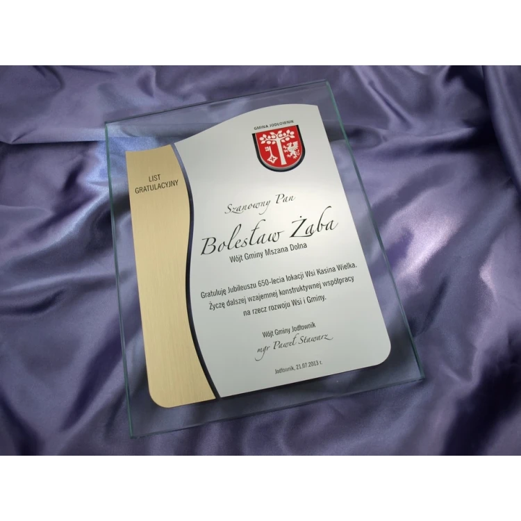 GLASS DIPLOMA with COAT OF ARMS or any logo - DSZ026 - vertical