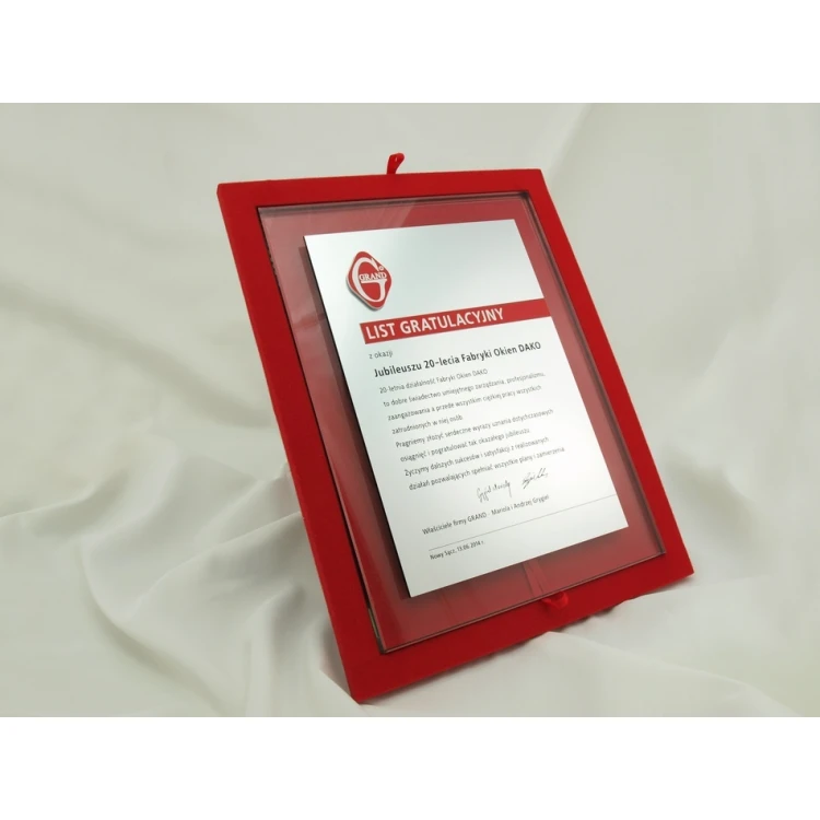 GLASS DIPLOMA - CONGRATULATORY LETTER - DSZ034 - vertical