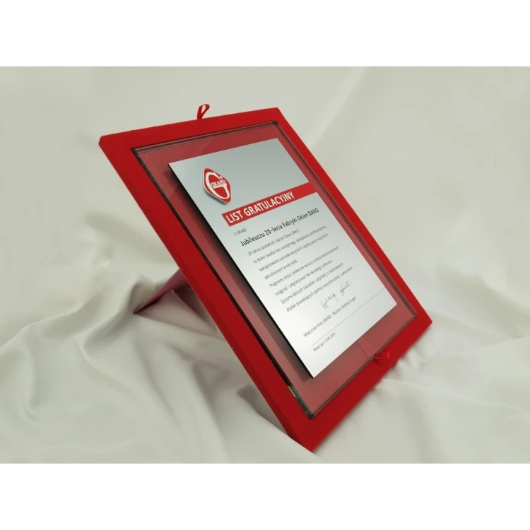 GLASS DIPLOMA - CONGRATULATORY LETTER - DSZ034 - vertical