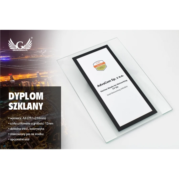 Glass Diploma - Gold Partner - UV Print - DUV045