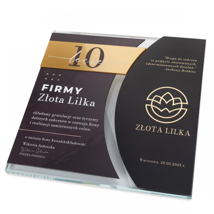 Glass Diploma - Company Anniversary - Square - Colorful UV Print - DUV079