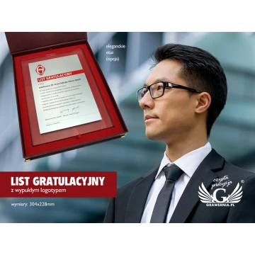 GLASS DIPLOMA - CONGRATULATORY LETTER - DSZ034 - vertical