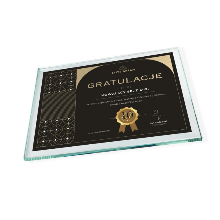 Glass Diploma - Congratulatory Letter - Horizontal - Colorful UV Print - DUV069