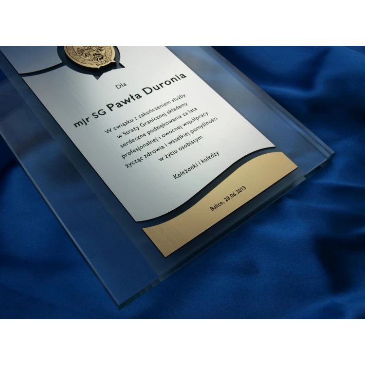 GLASS DIPLOMA - appreciation for years of cooperation - DSZ025 - vertical