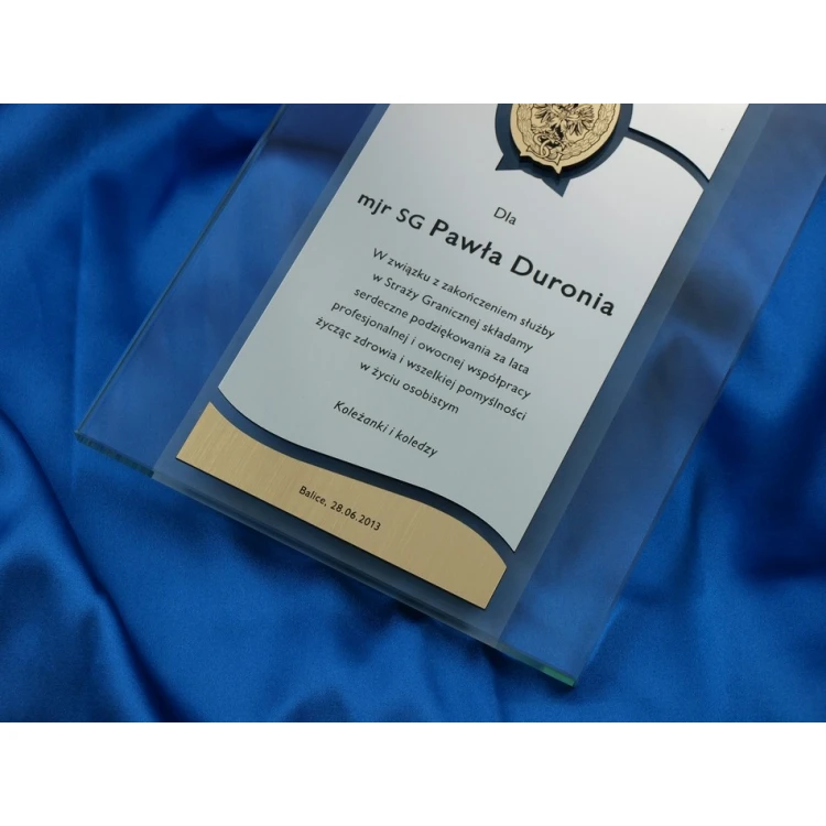 GLASS DIPLOMA - appreciation for years of cooperation - DSZ025 - vertical