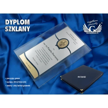 GLASS DIPLOMA - appreciation for years of cooperation - DSZ025 - vertical