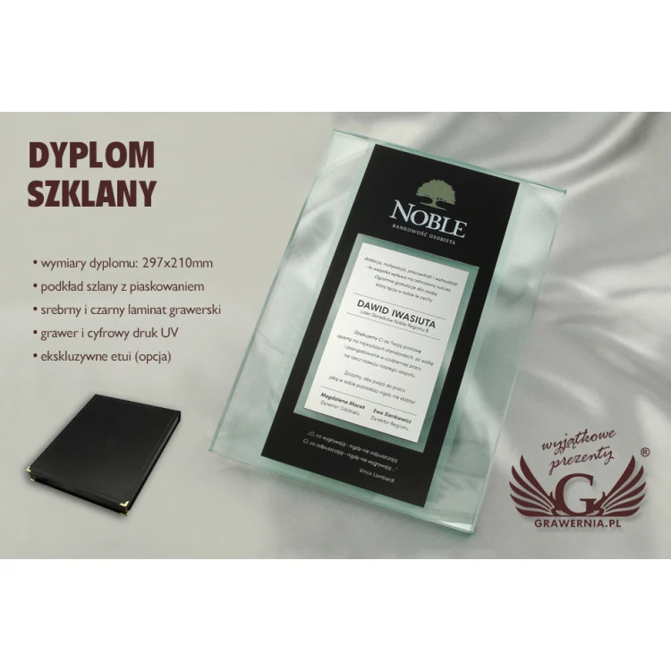 Glass Diploma - Appreciation for Cooperation - UV Print - DUV019