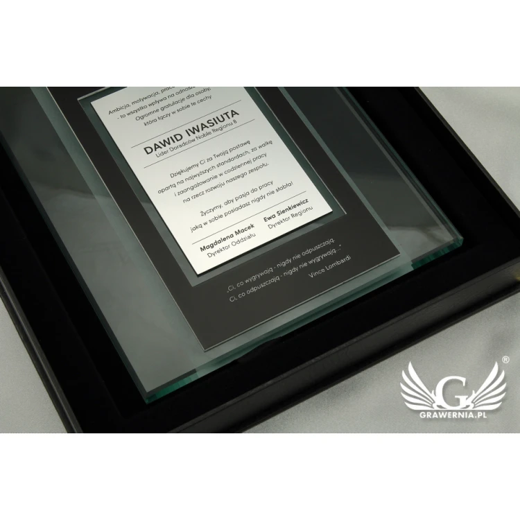 Glass Diploma - Appreciation for Cooperation - UV Print - DUV019