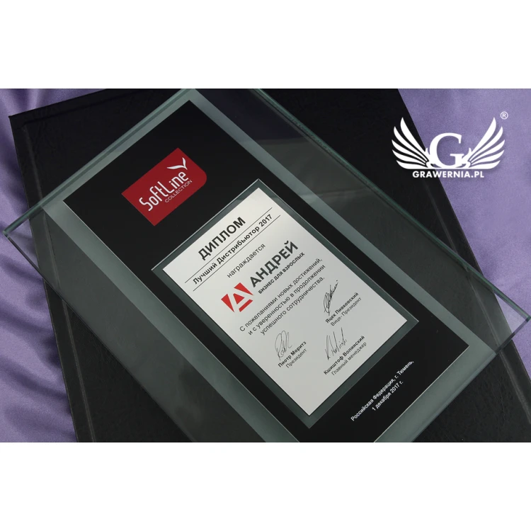 Glass Diploma - Appreciation for Cooperation - UV Print - DUV019
